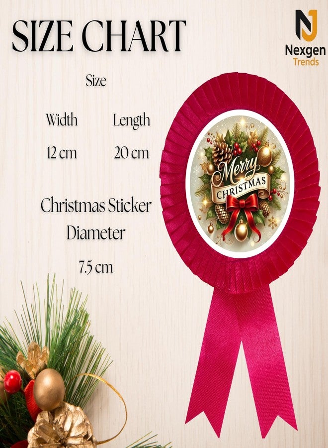 NEXGEN TRENDS Single Line Christmas Satin Ribbon Badge with Merry Christmas Logo - Premium Event Badge for Kids, Schools, Office Parties & Carol Programs (Pack of 10) (Magenta Pink) - Image 5